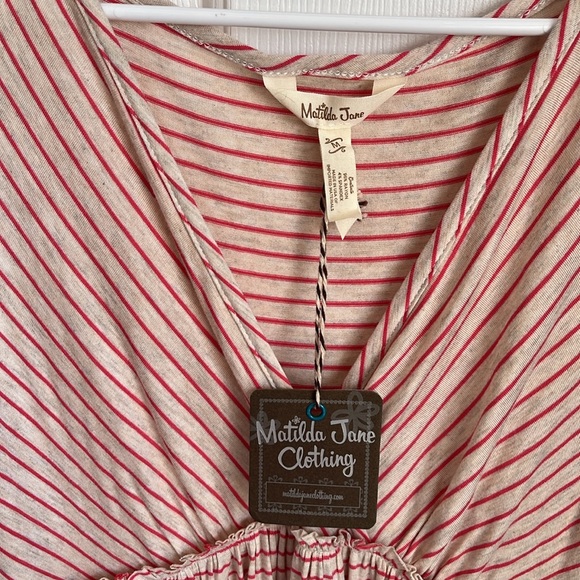 Matilda Jane - Women’s Red Striped Baby Doll Tank Top Size Medium - Picture 3 of 9